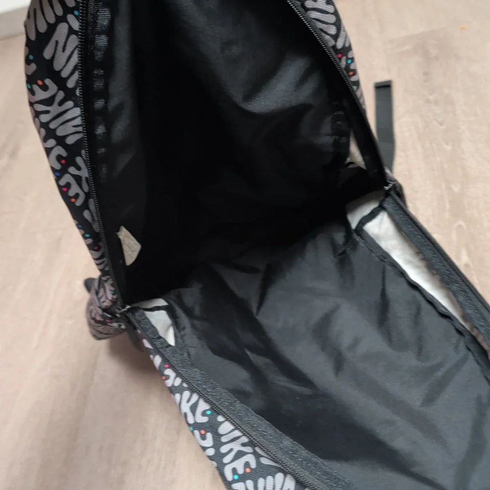 Nike Backpack Unisex OS Youth Black Grey All-Over Logo Print Elemental Bag
